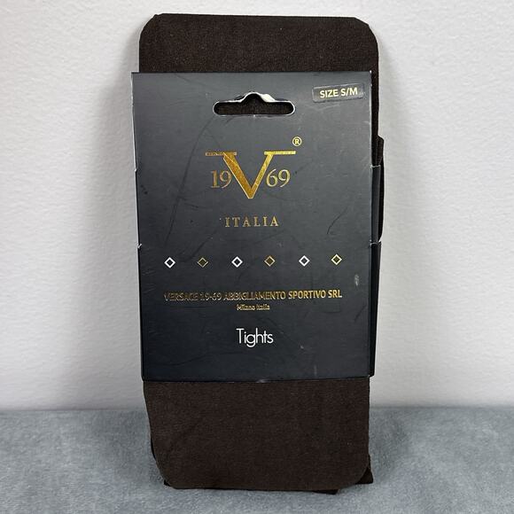 V Italia 1969 Versace Tights Pantyhose Stockings Size Small Medium Brown Italy - Picture 1 of 3